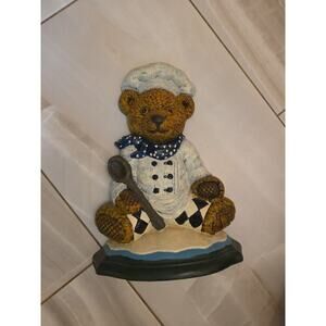 Vintage Cast Iron Teddy Bear Door Stopper Wright Studios Door Stop 10.5"